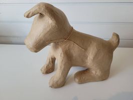 Hund aus Pappmaschée zum Bemalen
