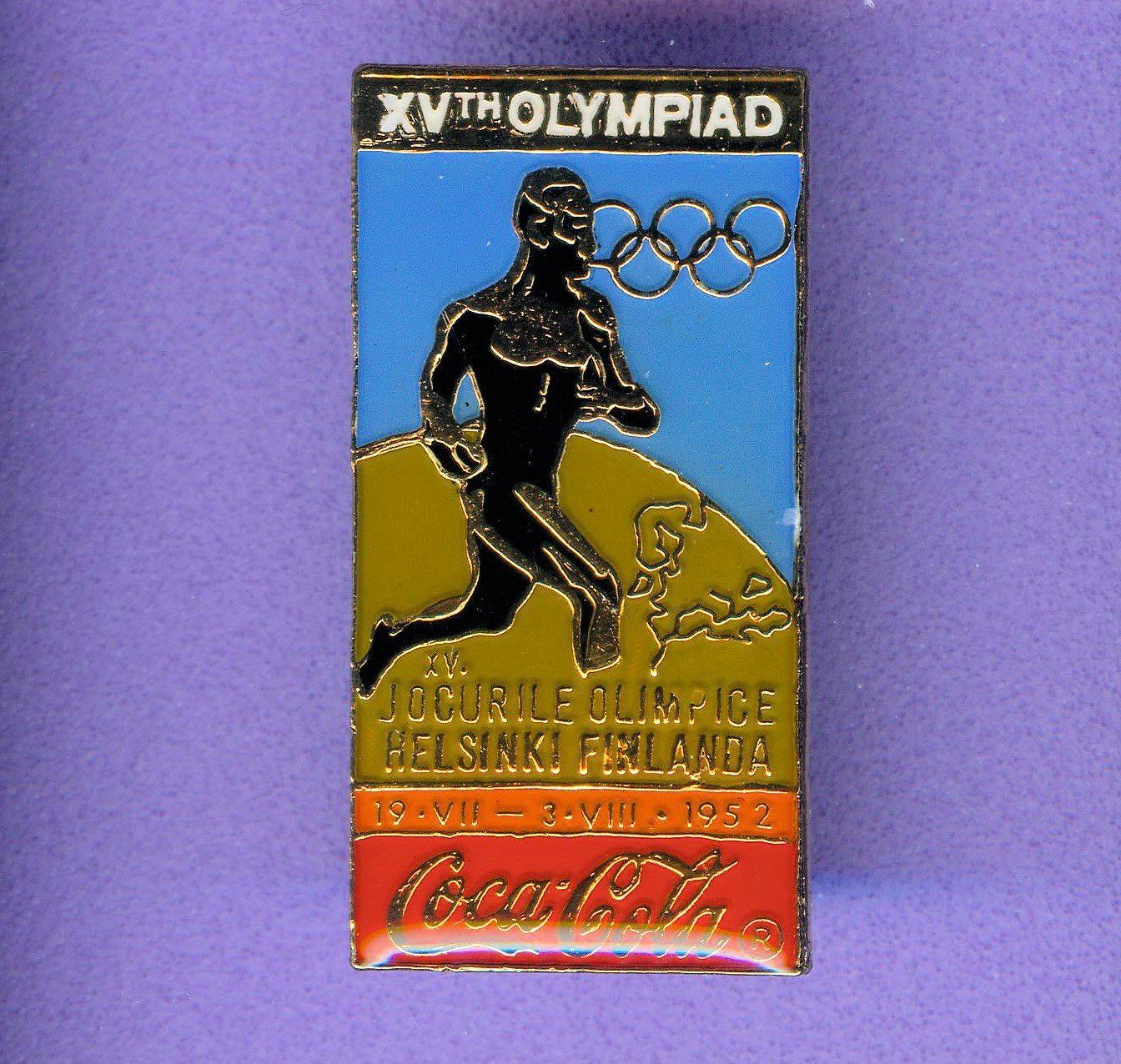 Coca-Cola Placchette & Badge: Cola  Sommer-Olympiade  HELSINKI 1952 – Usato da Winterthur venduto da Sammleroase