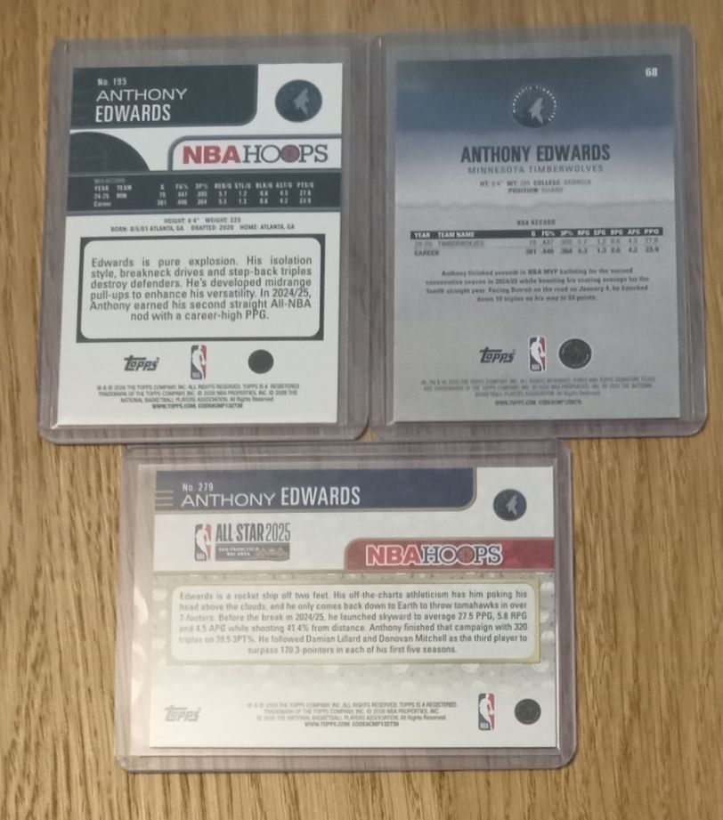 Cartoline: Anthony Edwards NBA cards lot  – Nuovo (secondo la descrizione) da Vallorbe venduto da ant_75wx 1