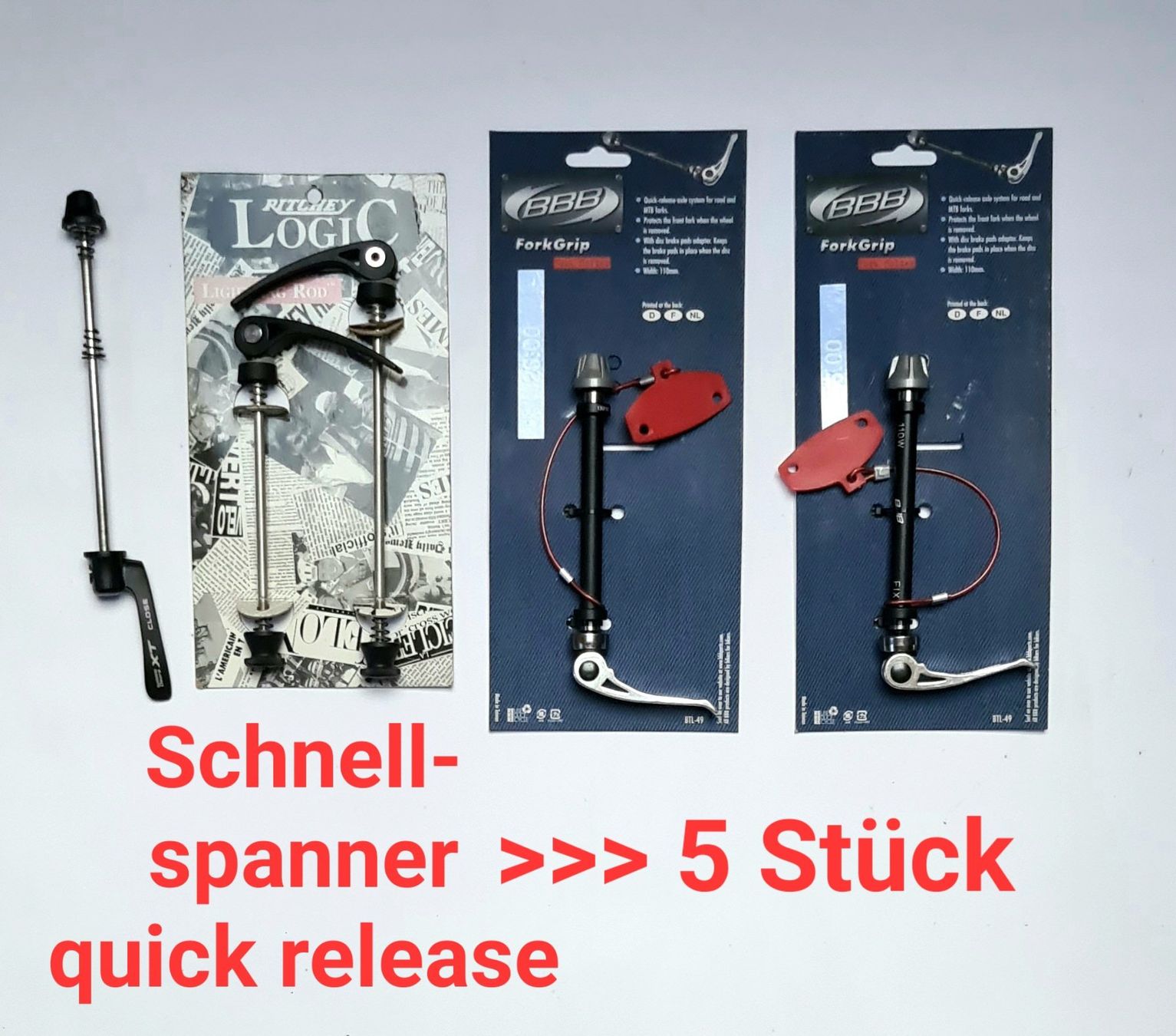 Ritchey Pezzi di ricambio: Konvolut Schnellspanner Ritchey Logic,BBB ForkGrip, 5 x NOS – Nuovo (secondo la descrizione) da Schaan venduto da Hermann-Ciclisport
