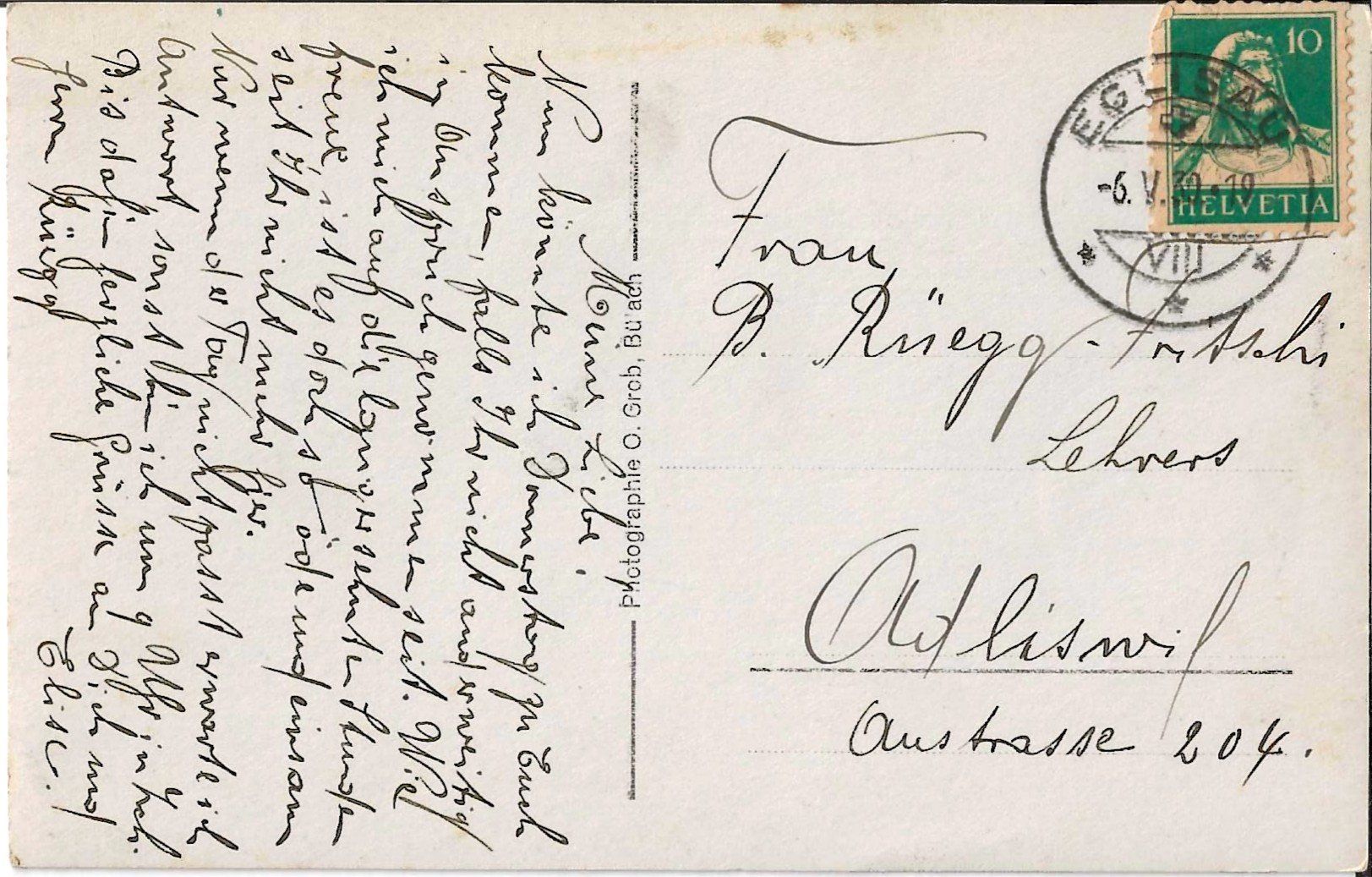 Cartoline postali: Karte Eglisau 1930 – Usato da Zürich venduto da Philacat11 1