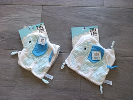 Lot deux doudous Idis Elephant bleu