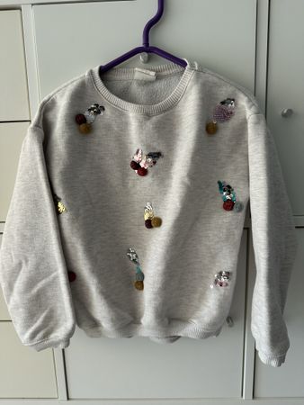 Zara Kids Pullover beige mit Pailletten Grösse 116
