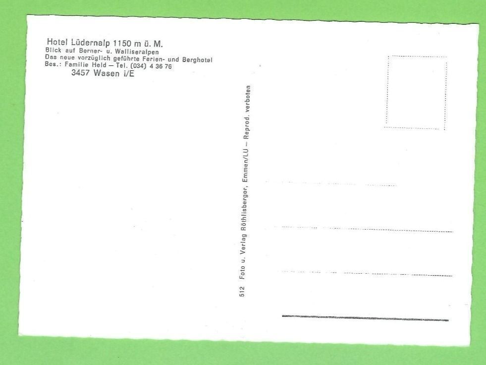 Cartoline postali: Hotel Lüderenalp – Nuovo (secondo la descrizione) da Zürich venduto da t24_de 1