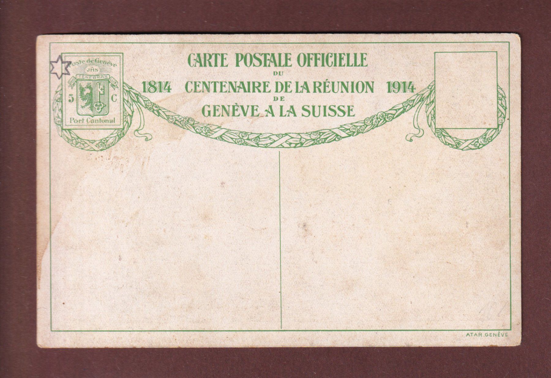 Cartoline postali: GENEVE - Centenaire 1914 – Usato da Pully venduto da nicecards-shop 1