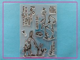 Niedliche Tiere mit Texten -  10x14cm Silikonstempel