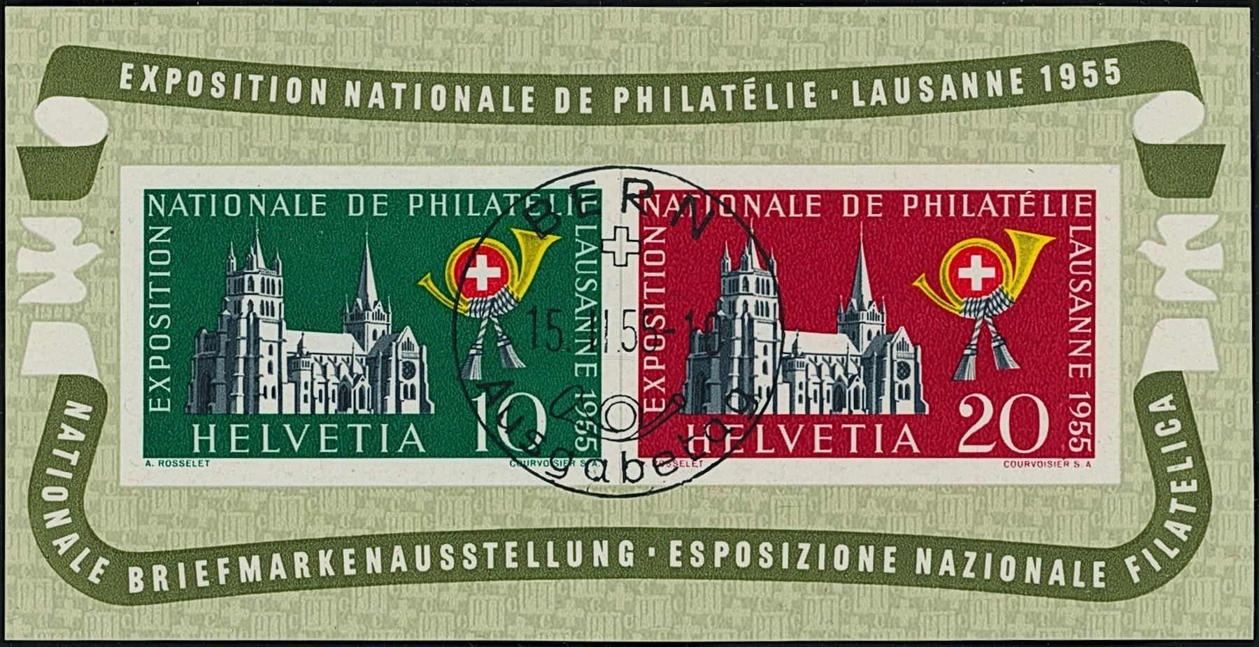 Tutti i francobolli: 1955 - Lausanne - Block - ET Voll – Usato da Schindellegi venduto da leecollect