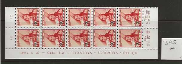 Alle Briefmarken: timbre Pr Juventute J 95 ** bande de 10 – Neu (gemäss Beschreibung) aus Sorvilier von carose01