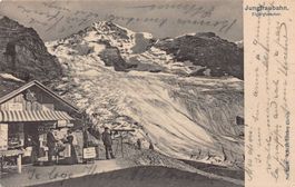 Jungfraubahn, Eigergletscher, Kiosk belebt, gelaufen 1904
