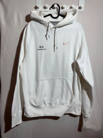Weisser Kapuzenpullover Hoodie von Nike Gr. M