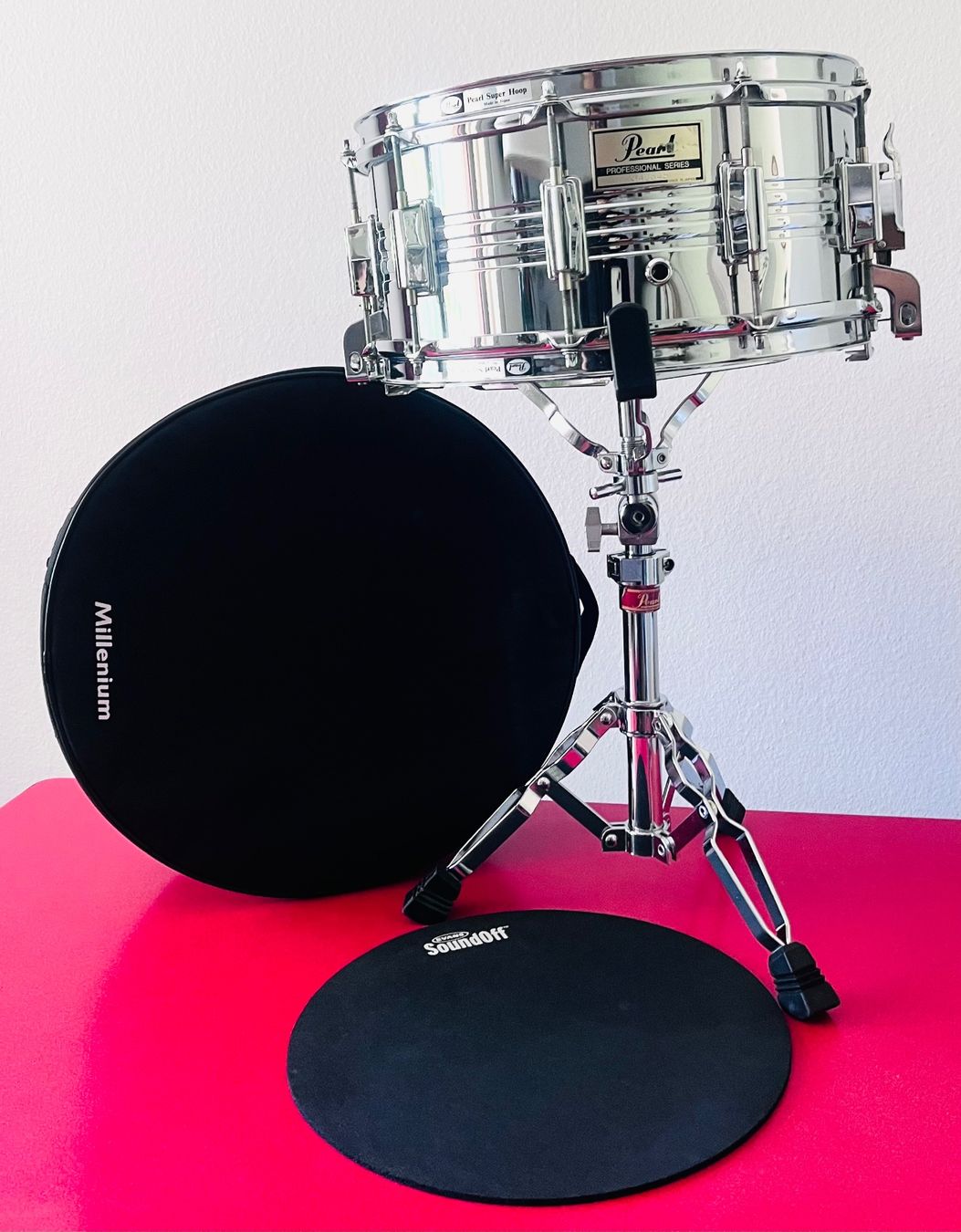 Strumenti musicali: Pearl Professional MIJ Snare 14''x6.5'' + Ständer + Evans – Usato da Wädenswil venduto da Buddha8 3