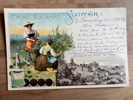 Cacao Suchard, Souvenir, 2-Bild-Litho, Lausanne, 1898!