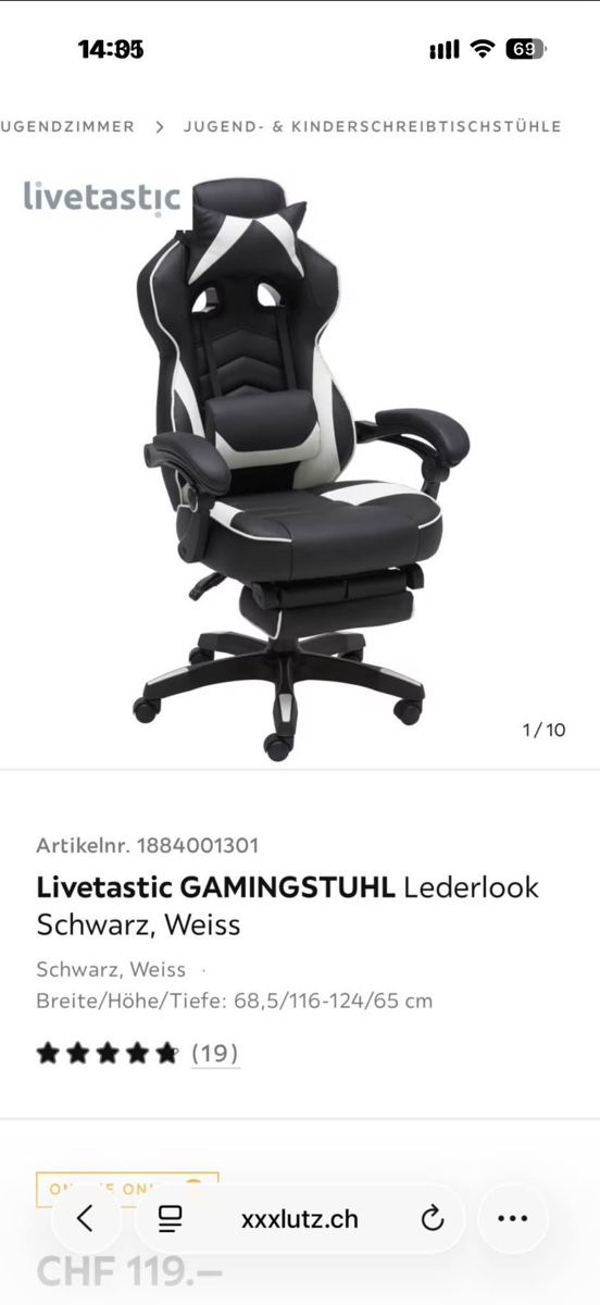 Stühle: Livetastic Gamingstuhl  – Neu (gemäss Beschreibung) aus Bronschhofen von nachzieheffekt 3