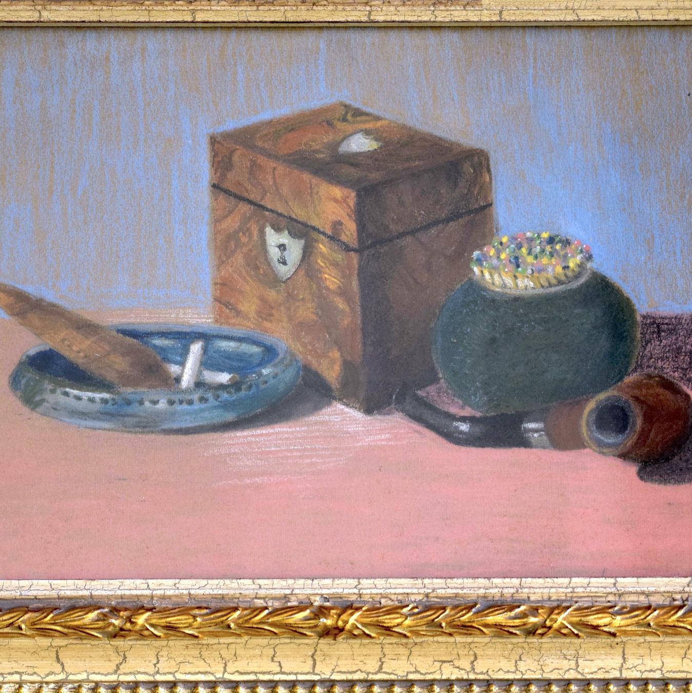 Dipinti: TOP Stillleben sign. antik Pfeife Zigarre Jugendstil – Usato da Zürich venduto da Kunstvoll 3