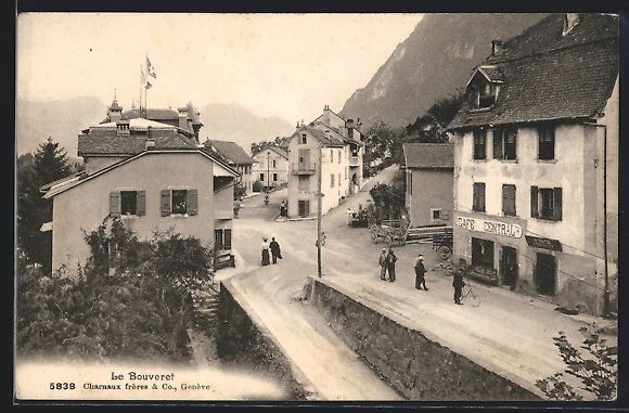 Cartoline postali: Le Bouveret, Strassenpartie mit Cafè Ce – Usato da Berlin venduto da bartko-reher