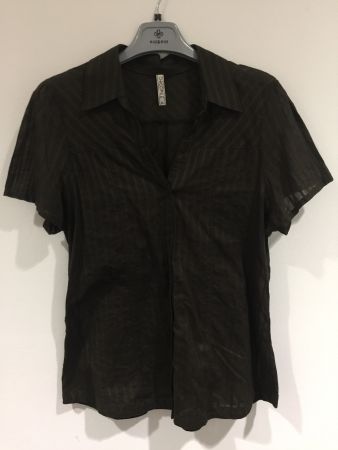 Vintage Chicoree KA Bluse transparent gestreift BW braun XL