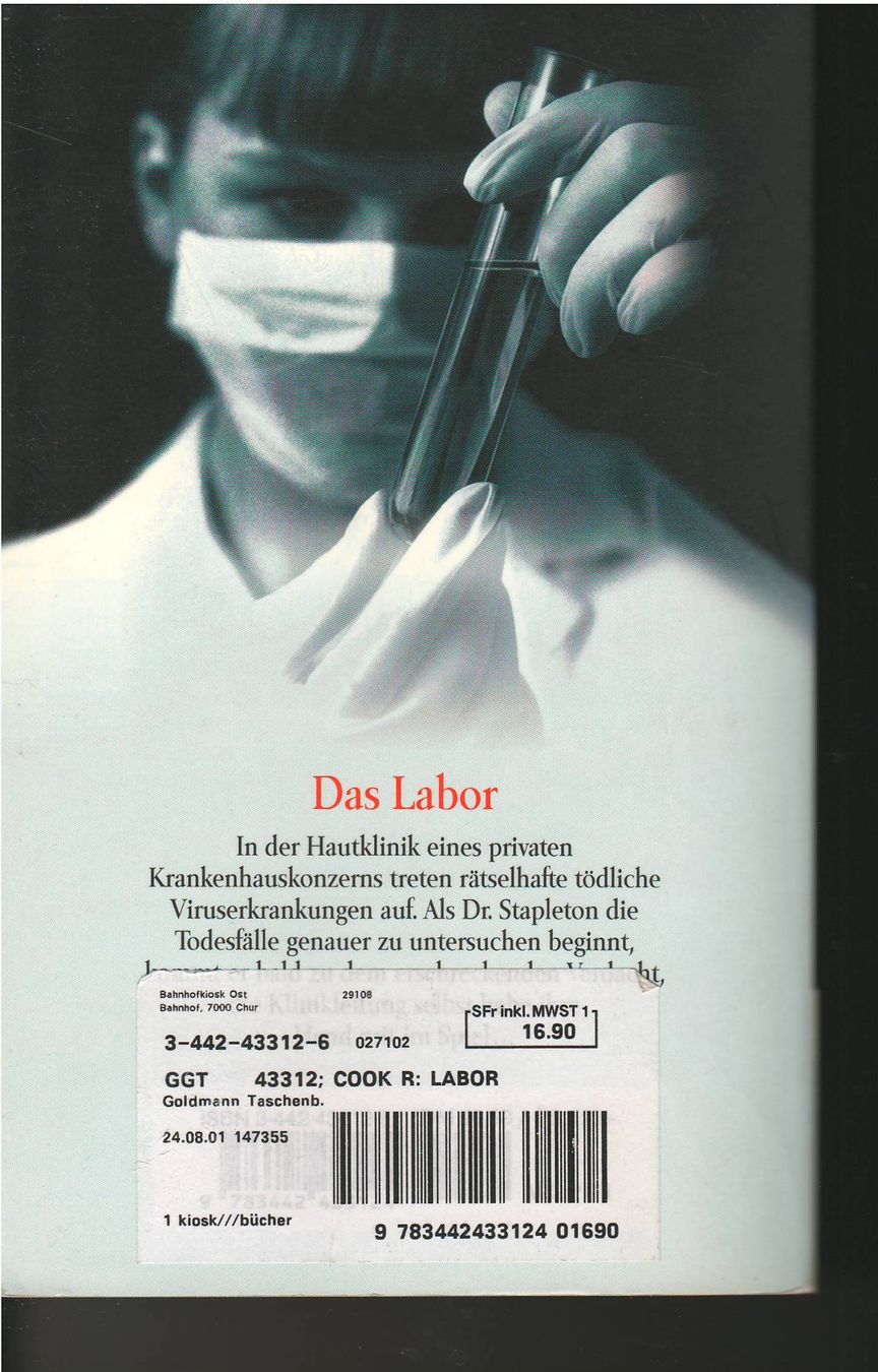 Libri: Robin Cook  -  Das Labor – Usato da Lyss venduto da Zon 1