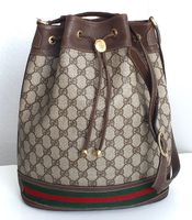 Gucci Beuteltasche  Vintage GG Braun-Rot Leder Canvas