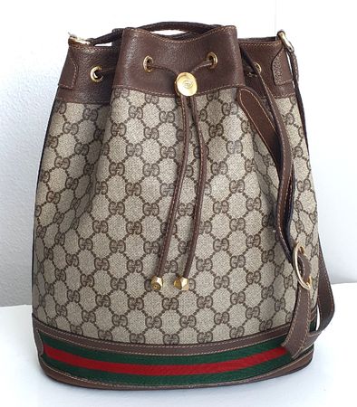 Gucci Beuteltasche  Vintage GG Braun-Rot Leder Canvas