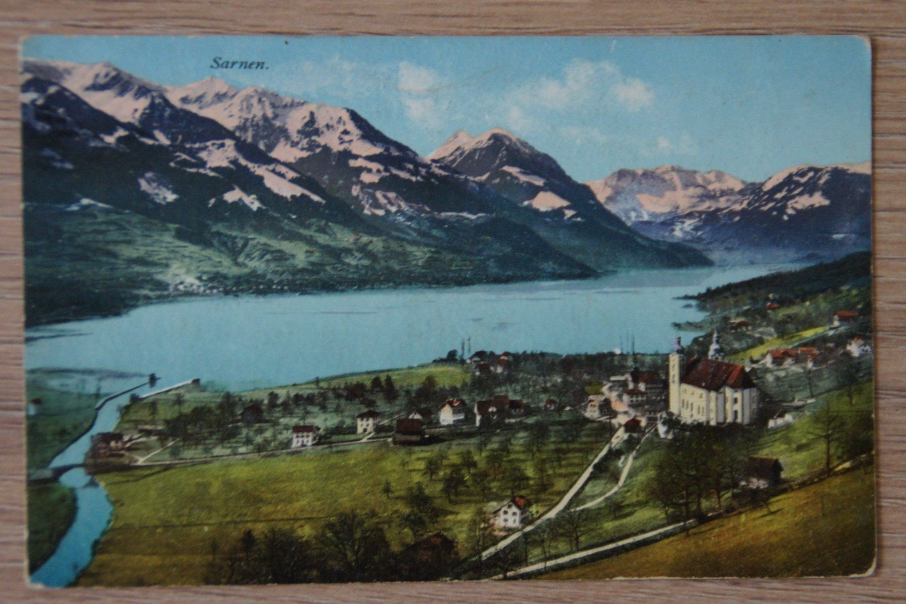 Cartoline postali: Sarnen, Kirchhofen, Sarnersee und Alpen, 1910 – Usato da St. Margrethen SG venduto da maege07