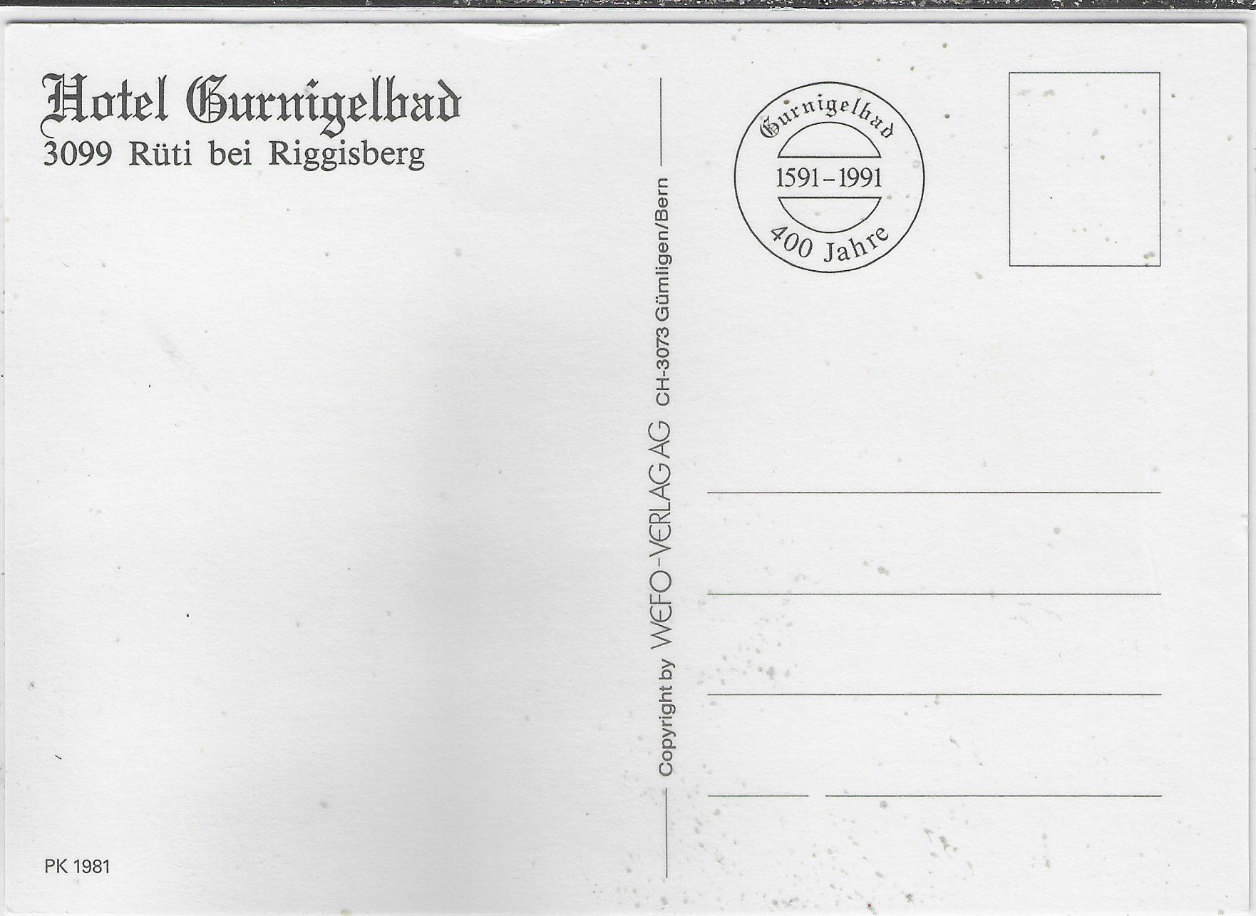 Cartoline postali: Hotel Gurnigelbad - Rüti b. Riggisberg – Usato da Ettingen venduto da Kartenplanet 1