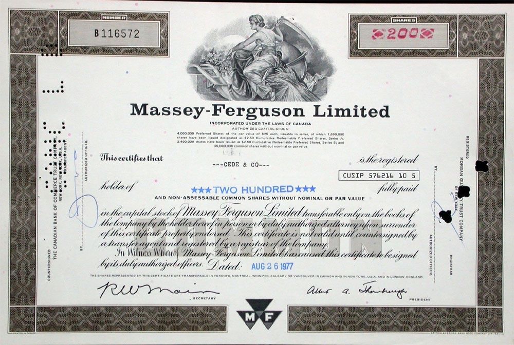Documenti: Massey-Ferguson Ltd - 1977 – Usato da Solothurn venduto da Sgasche