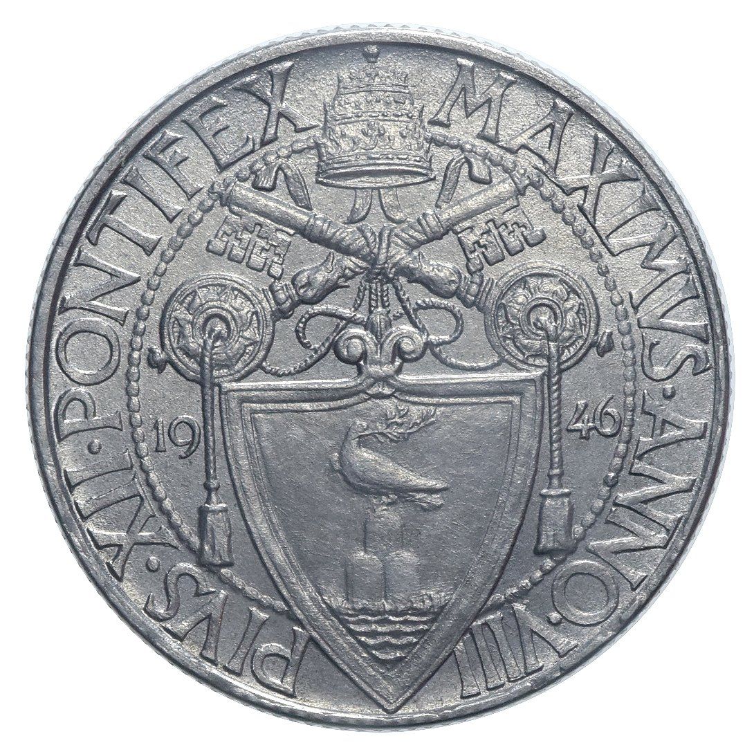 Alle Münzen: Vaticano, 50 Centesimi 1946, R! – Gebraucht aus Lugano von Numisartes 1