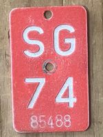 SG 74 - VELONUMMER - FAHRRADSCHILD - PLAQUE DE VELO - SG 74