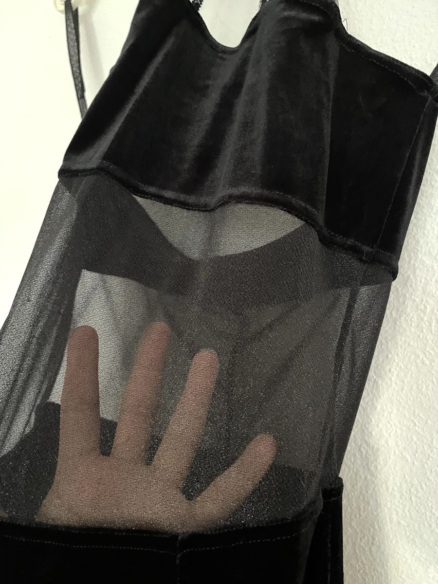 Tally Weijl Vestiti: Exklusives Schwarzes Samtkleid mit Netz-Einsatz - Grösse S – Usato da Basel venduto da JJ.Elena 4
