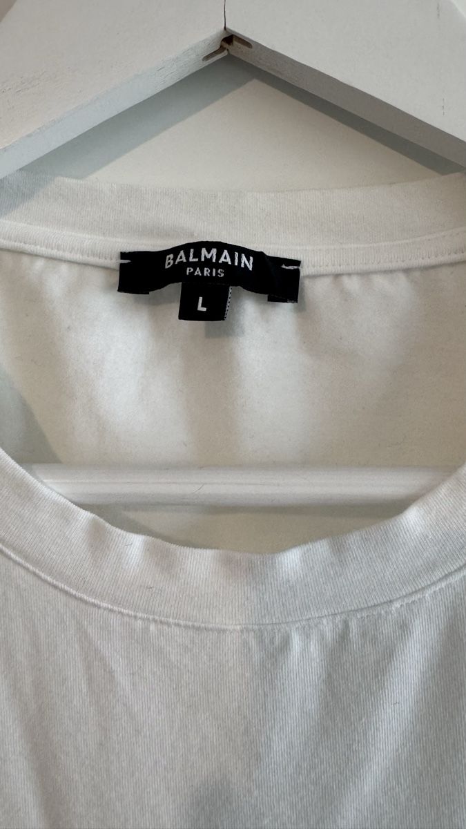 Balmain T-shirt: Balmain Paris White T-Shirt, Size L – Usato da Brugg AG venduto da GiovanniVercetti 1