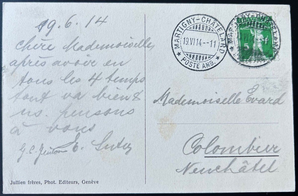 Cartoline postali: CP/AK: Chemin de fer Martigny-Châtelard route de Salvan 1914 – Usato da Tramelan venduto da MHK79 1