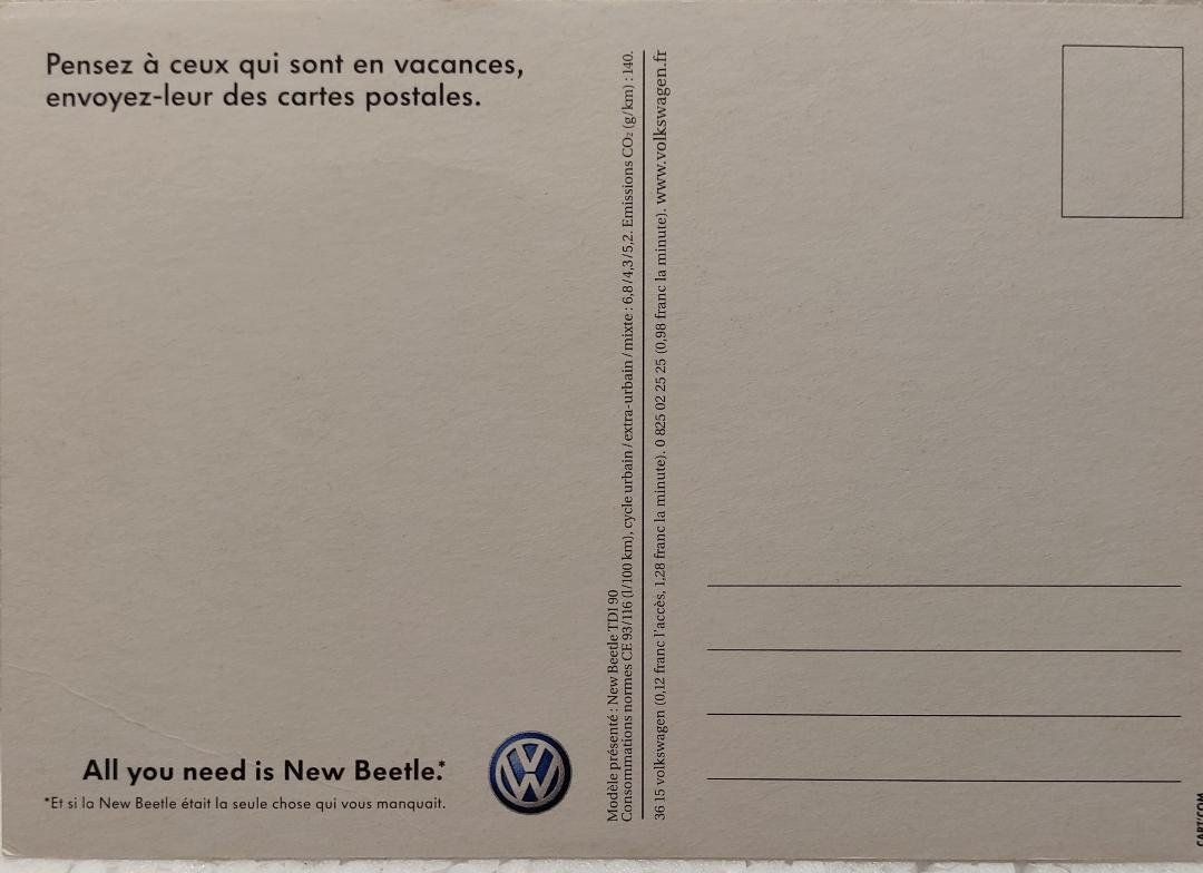 Cartoline postali: VW   NEW  BEETLE  -  carte du concessionnaire – Usato da Delémont venduto da Domdom1 1