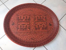 Artisanat,  GRAND PLATEAU, ovale, BIRMAN. LAQUÉ