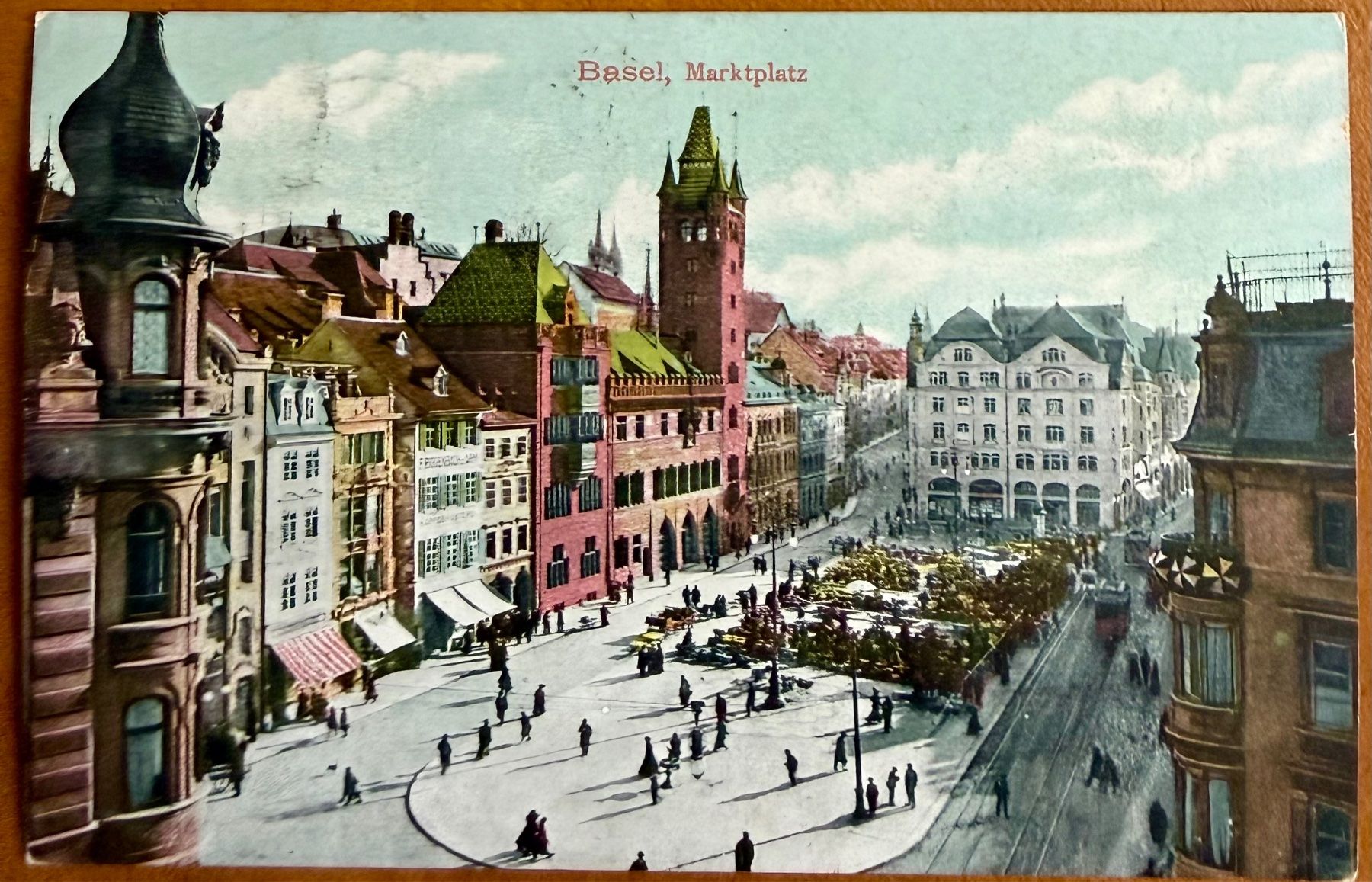 Cartoline postali: Basel - Tram Marktplatz - Animation 1909 – Usato da Lutry venduto da Ediego