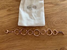 Fossil Armband in Roségold mit Ringelementen