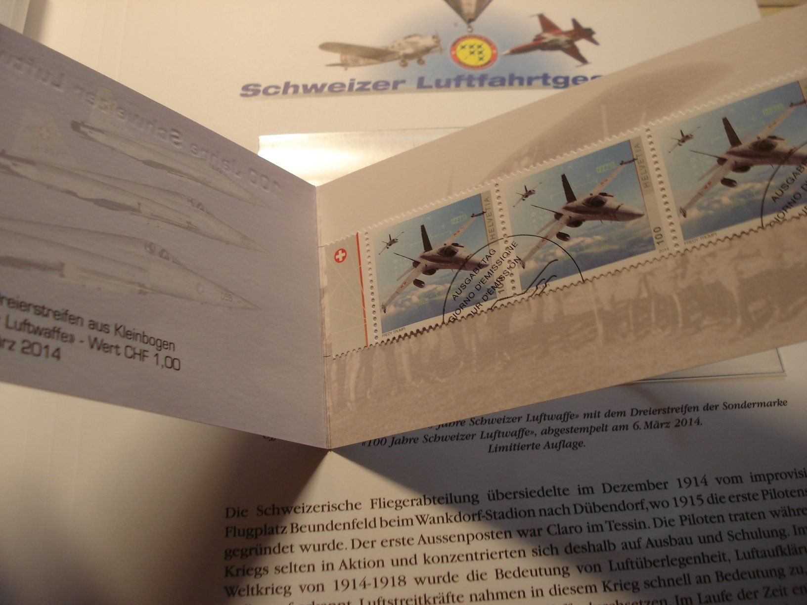 Tutti i francobolli: Markenbüchlein 100 Jahre Schweizer Luftwaffe, 2014 o – Usato da Niederwil AG venduto da morostahu 1