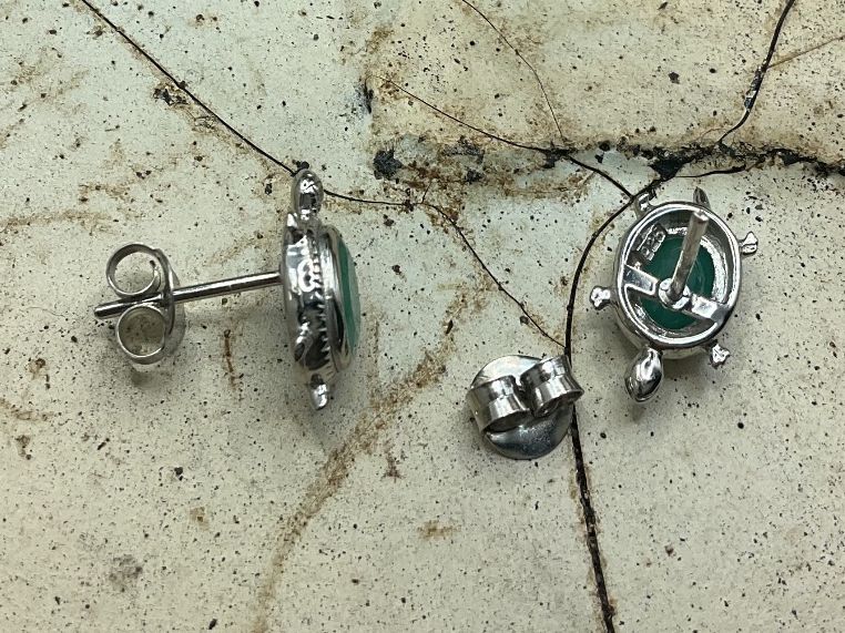 Boucles d'oreille: Ohrstecker Sterlingsilber mit Smaragd – Neuf (Voir description) à Luzern par S.Kern01 2