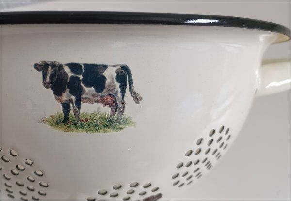 Ciotole: Altes Sieb emailliertem Blech -E75 – Usato da Morges venduto da vimajes12 2