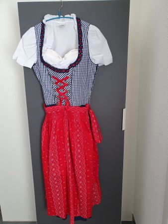 Dirndl Gr. 38 rot-weiss-blau Karo Trachtenkleid Fe...