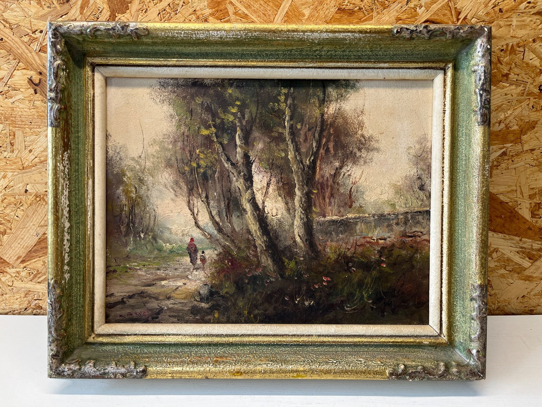 Gemälde: Gemälde / Waldweg signiert Bruzzi?     (ID M406) – Gebraucht aus Gelterfingen von art-and-more