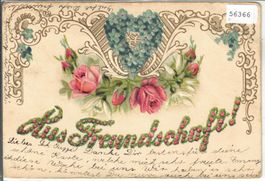 Die Freundschaft - Rosen - Präge-Litho