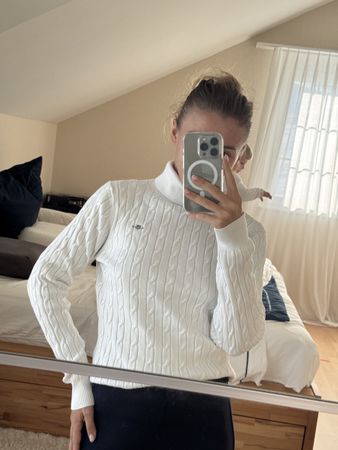 Gant Cotton Turtleneck Sweater, Cable Knit, Size S