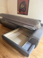 Ecksofa mit Bettfunktion grau Stoff Leder Optik gebraucht