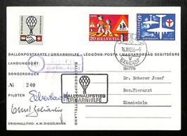 1956 Ballonaufstieg UNGARNHILFE signiert Piloten G. Eberhard