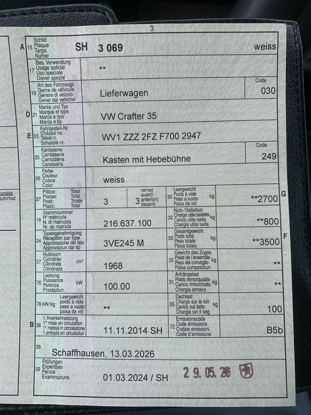 VW Veicoli commerciali: VW Crafter 35 Koffer mit Hebebühne ab MFK – Usato da Schaffhausen venduto da MesicMotors 9