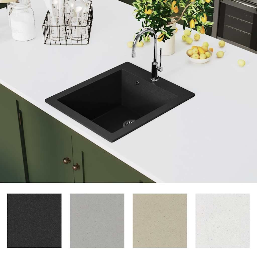 Lavabi & lavandini: vidaXL Granitspüle Einzelbecken Schwarz – Nuovo e nell'imballaggio originale da Baar venduto da vidaxl 2