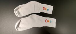 Coke Socken Weiss Bunt Schriftzug Baumwollsocken Gr 39-42