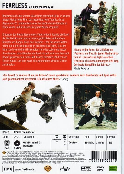 Tutti i DVDs: Fearless (Jet Li) – Nuovo (secondo la descrizione) da Volketswil venduto da Fraese1 1