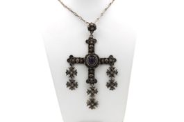 Jerusalem Kreuz Antik mit Amethyst 925 Silber *S4622