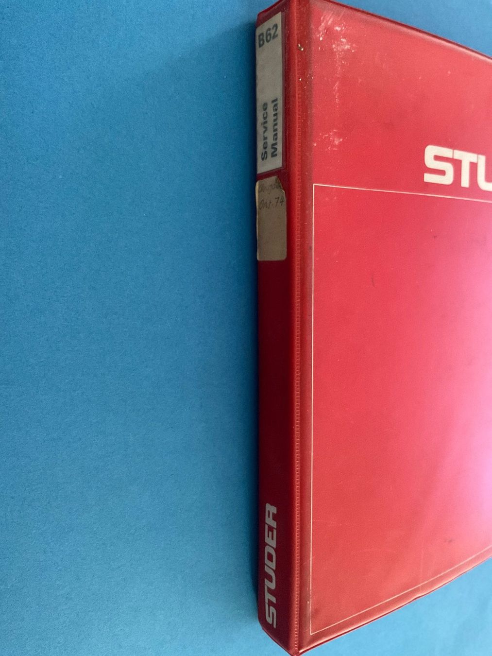 Studer Bandmaschinen: Studer B 62 Serviceanleitung – Gebraucht aus Langenthal von RronJora